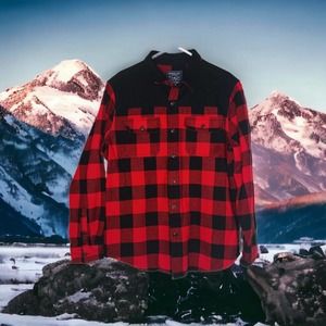 American Eagle Outerwear Men's Buffalo Check Plaid Flannel Jacket Red Black XXL